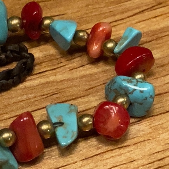 Ankle bracelet turquoise and red coral - Picture 5 of 9